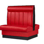 Thumbnail image #1 for ATSMFG ATS AT&S-QAD-W48-6CHHR-BRD Double Restaurant Booth, 6-Channel Headroll, Dark Walnut Elm Wood Trim, Bright Red Upholstery