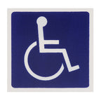 Thumbnail image #1 for AllPoints Foodservice Parts & Supplies 2801128 Handicap ADA Symbol Sign, 3" x 3", Blue and White Plastic, Adhesive Back