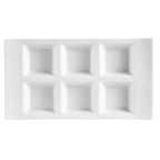 Thumbnail image #1 for CAC China CN CN-6T10 Porcelain Rectangular Divided Side Dish Plate, 6 Compartments, 10-3/4" x 6" x 1-1/8" 1 Dozen