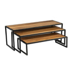 Thumbnail image #1 for TableCraft Products 12261 Rectangular Buffet Riser Set of 3, Acacia Wood and Powder-Coated Steel, 22 x 8 x 8 in