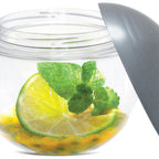 Thumbnail image #1 for JB Prince Comatec R875 8 oz Transparent Plastic Sphere Container with Gray Screw-Top Lid