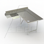 Thumbnail image #1 for AERO Manufacturing Aerospec 2SDL-R-72 Soiled Dish Table, 72" Machine-to-Corner, Right-to-Left, 14 Gauge 304 Stainless Steel, 10" Backsplash