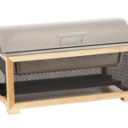 Thumbnail image #1 for Cal-Mil Camden 22903-115 Natural Oak Wood Chafer with Perforated Metal, Stainless Steel Cover and Built-In Fuel Drawer