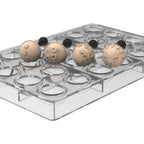 Thumbnail image #1 for Louis Tellier US Silikomart SEMISFERA01STAMPB Silicone Semisphere Chocolate Mold Kit with Handle, Christmas Design, 1.22" Dia. x 0.66"H Case of 8