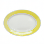 Thumbnail image #1 for CAC China Rainbow R-34-Y Yellow Ceramic Oval Platter, 9-3/8 x 6-1/4 in, Rolled Edge Case of 2 Dozen