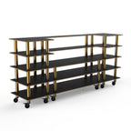 Thumbnail image #1 for Steelite Mogogo, Modular MGCMLB04MBXW 5-Tier Bread & Pastries Station, Nero Marquina Laminate Top, 130"W x 29-1/2"D x 60-1/2"H