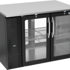 Thumbnail image #1 for Victory Refrigeration VBB48HC-G-PT-B 48-Inch Pass-Thru Back Bar Refrigerator, Two-Section, 4 Glass Doors, Stainless Steel Top, Black Exterior