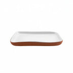 Thumbnail image #1 for G.E.T. Stone Heart by Graupera SH.BL-1703WHT White Terracotta Tray, 8.66"W x 12.2"D x 5.12"H Case of 12