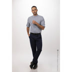 Thumbnail image #1 for Chef Works Verismo SFB02-BLU-4XL Men's Blue Poly/Cotton Dress Shirt, Roll-Up Long Sleeves, Banded Collar, 4XL