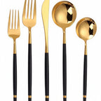 Thumbnail image #1 for Kadra Kitchenware Vikko Dine VF-55-OGB-SET-W 20-Piece Flatware Set, Service for 4, 18/10 Stainless Steel, Gold & Black, Oak Case Case of 6