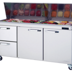 Thumbnail image #1 for Blue Air FSE LLC BLMT72-D2L-HC Three-Section Mega Top Sandwich Prep Table, 72-3/8"W, 2 Doors/2 Drawers, 30-Pan Capacity