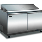 Thumbnail image #1 for Serv-Ware SP60-24M-HC-T 24-Pan Mega Top Sandwich Prep Table Refrigerator, 2-Door, 61.2-Inch, Stainless Steel