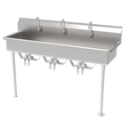 Thumbnail image #1 for GSW USA ACE-MWS-1836L Multi-Station Hands-Free Wall/Floor-Mount Hand Wash Sink, 36"W x 14"D x 8" Deep Bowl, 304 Stainless Steel