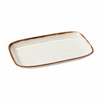 Thumbnail image #1 for G.E.T. GET CS-117-RM Rectangular Melamine Platter, 12 x 7-1/2, Cream with Brown Speckles and Brown Rim 1 Dozen