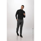 Thumbnail image #1 for Chef Works Formel SFB01-BLK-S Men's Black Long-Sleeve Chef Dress Shirt, Banded Collar, Small