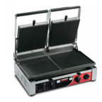 Thumbnail image #1 for SIRMAN USA PD Series 34A3331105SI Double Panini Grill, Grooved Top & Bottom, Cast Iron Plates, Ceramic Nonstick