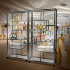 Thumbnail image #1 for Eastern Tabletop 5360AC Rolling Buffet Safety Shield, 36"W x 70"H, Rectangular, Removable, 3/16" Acrylic, Set of 2