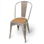 Thumbnail image #1 for JustChair Manufacturing Industrial Collection S42518-PS-GR3 Stacking Side Chair, Metal Back, Upholstered Seat, Tolix Style Case of 4