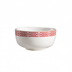 Thumbnail image #1 for CAC China Red Gate 105-95 Jung Porcelain Pasta Bowl, 9 oz, 4-1/2" Round x 2-1/4"H, Red/Bone White Case of 3 Dozen