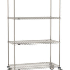 Thumbnail image #1 for Metro Super Erecta SE-3036S-80-M4 Mobile Wire Shelving Unit, 36"W x 30"D x 80"H, 900 lb. capacity per unit, 1" shelf adjustment, (4) wire shelves
