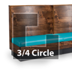 Thumbnail image #1 for JustChair Manufacturing JBSB-WCP-TQ-48-GR2 Three-Quarter Circle Banquette Booth, 3-Corner, Wood-Clad Frame, Upholstered Seat, 48"H