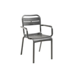 Thumbnail image #1 for Grosfillex Cannes UT511002 Indoor/Outdoor Stacking Resin Armchair, Charcoal, Contoured Slotted Back Case of 4