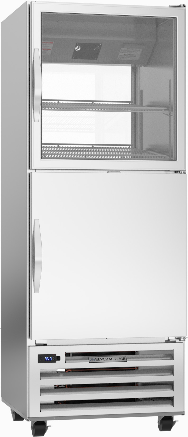 Product image #5 for Beverage-Air RID18HC-HGS One-Section Pass-Thru Refrigerator with Half-Solid Half-Glass Doors, Bottom-Mount, 18.38 Cu. Ft.