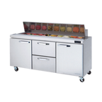 Thumbnail image #1 for Blue Air FSE LLC BLPT72-D2M-HC Three-Section Sandwich Prep Table, 72-3/8"W, 2 Doors, 2 Drawers, 18-Pan Capacity