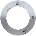 Thumbnail image #1 for AllPoints Foodservice Parts & Supplies 221401 Range Dial Plate, Off/Max/Min, 2-5/16" OD, Aluminum