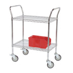 Thumbnail image #1 for Tarrison Products Ltd. TS-UC18482C-KIT 2-Tier Chrome Utility Cart with Push Handles, 1200-lb Capacity, 48"W x 18"D x 38"H