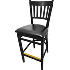Thumbnail image #1 for Oak Street WB102BLK Armless Black Wood Bar Stool with Vertical Back and Brass Footrest