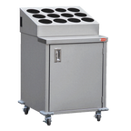 Thumbnail image #1 for Steril-Sil Company ENC24-12RP Mobile Enclosed Stainless Steel Silverware Counter for 12 RP-25 Cylinders, 25-1/4 x 24-3/4 x 41 in.