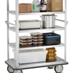 Thumbnail image #1 for FWE UC-512-48 Open Stainless Steel Queen Mary Utility Cart, 5 Shelves, 8" Casters