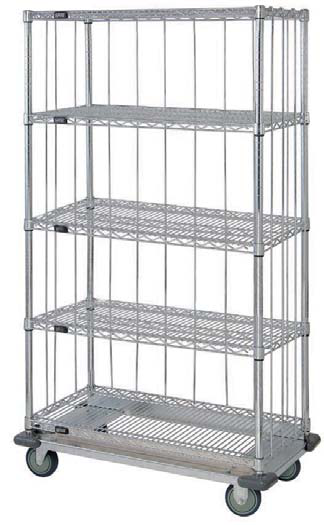 Product image #4 for Quantum 5-Shelf Mobile Enclosure Wire Shelving Cart, 36 x 18 x 70 Inches, Chrome Plated