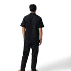 Thumbnail image #2 for Chef Works CBN03-BLK-L Men's Black Poly/Cotton Short-Sleeve Chef Coat, Large, Double-Breasted