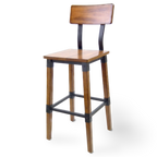 Thumbnail image #1 for JustChair Manufacturing CITYStyle™ Rustic M91230 Armless Commercial Bar Stool with Plain Wood Back and Solid Wood Seat