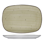 Thumbnail image #1 for International Tableware Rotana RT-12-WH Ceramic Wheat Rimmed Oval Platter, 12" x 9" 1 Dozen