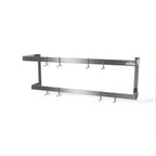 Thumbnail image #1 for NBR Equipment PR2-6 Wall-Mount Double-Bar Stainless Steel Pot Rack, 72"W x 12"D, 12 Double Hooks