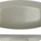 Thumbnail image #1 for International Tableware Alloy™ AL-13-PS Deep Racetrack Platter, 11-5/8" x 5-7/8", Coupe Rim, Stoneware, Palladium Silver Reactive Glaze 1 Dozen
