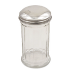 Thumbnail image #1 for Alegacy Foodservice Products 57S 12 oz Fluted Glass Sugar Pourer with Stainless Steel Top and Self-Closing Side Lid Case of 2 Dozen
