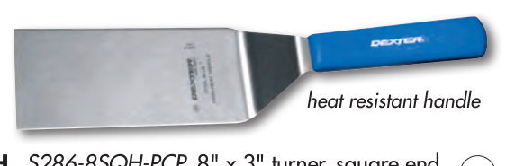 Product image #3 for Dexter Russell Cool Blue Sani-Safe 8 x 3 Inch Solid Square-End Grill Turner with Blue Polypropylene Handle