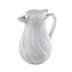 Thumbnail image #1 for Browne USA Foodservice 744228 Insulated Plastic Beverage Server, 64 oz, White, Thumb Lever, Swirl Design