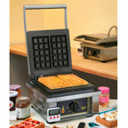Thumbnail image #1 for Equipex LLC Roller Grill GES10 Commercial Electric Waffle Maker, Single Rectangular Brussels Cast-Iron Grid, Thermostatic Controls