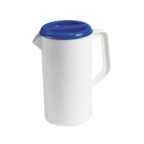 Thumbnail image #1 for TableCraft Products 144W 2-1/2 Qt Polypropylene Water Pitcher, White, with Blue 3-Way Sanitary Lid Case of 12