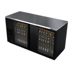 Thumbnail image #1 for Asber ABBC 68G Two-Section Back Bar Cooler, 69-1/2"W, Two Glass Swing Doors, Stainless Steel Top, Black Exterior