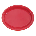 Thumbnail image #1 for CAC China Las Vegas L-12NR-R Oval Ceramic Platter, 9-3/4" x 7-1/4", Narrow Rim, Red Case of 2 Dozen