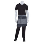 Thumbnail image #1 for Chef Works Manhattan AW046-IBL-0 Half-Length Bistro Apron, 100% Cotton Denim, Indigo Blue, 3 Pockets, 19"L x 28-1/2"W
