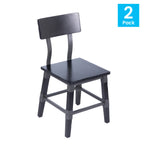 Thumbnail image #1 for Flash Furniture 2-XU-DG-W0236-BLK-GG Rustic Black Stackable Wood Dining Chair with Wood Seat and Back, 500 lb Capacity