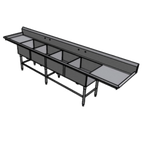 Thumbnail image #1 for Pacific Stainless Products FCS2430-16-B24 4-Compartment Stainless Steel Sink with Left & Right Drainboards, 30" x 24" x 12" Bowls