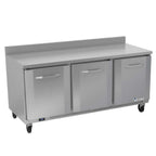 Thumbnail image #1 for Victory Refrigeration VWR72HC 72-Inch 3-Door Worktop Refrigerator, Stainless Steel, Rear-Mounted Self-Contained